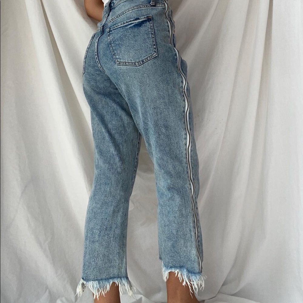 Raw Hem Zipper Bf jeans